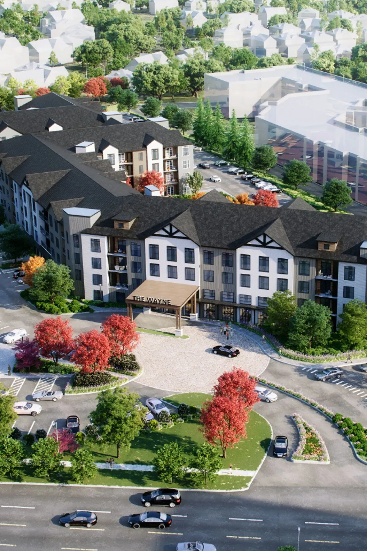 Resort-style pool at The Wayne apartments